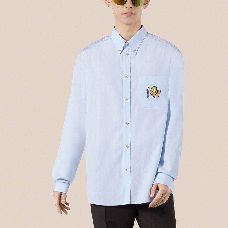 Gucci Shirts Men's Light Blue Pointed Collar Moderate Other 734120-ZAMHD-9716