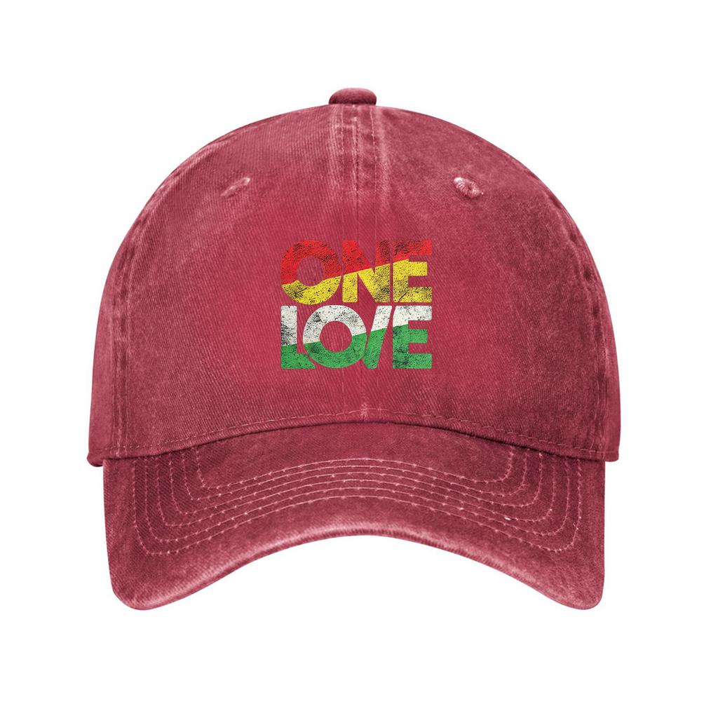 One Love Rasta Print Cotton Baseball Cap Adjustable Curved Brim Unisex Casual Hat