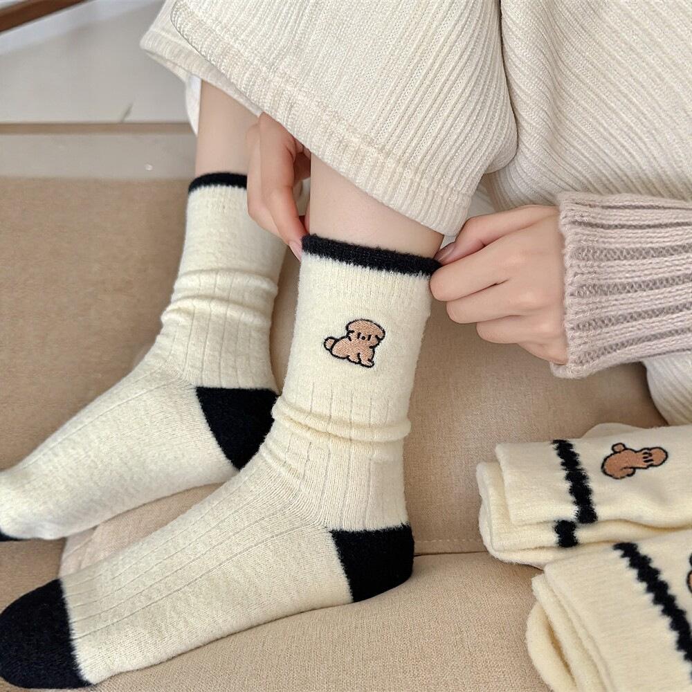 Cute Plush Socks Women'S Autumn And Winter Thickened Plush Warm Pile Stockings Home Sleep Coral Fleece Floor Socks