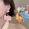 Beach Jewelry Simulated Flower Drop Earrings Silver Needle Vacation Style Earrings  Gift