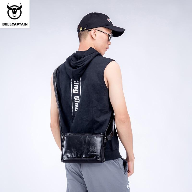 BULLCAPTAIN Bolso de hombro De cuero para hombre Sección transversal De  cabeza cuadrada Pequeña Capa de cabeza piel de vaca Bolso para teléfono  móvil Bolsa de mensajero Bolsa pequeña comprar a buen