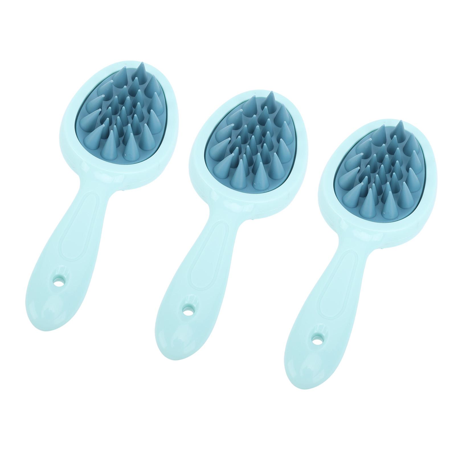 

3 шт. Двусторонняя щетка для шампуня с длинной ручкой, для расслабления и снятия стресса, мягкий силиконовый массажер для кожи головы и волос зелёный