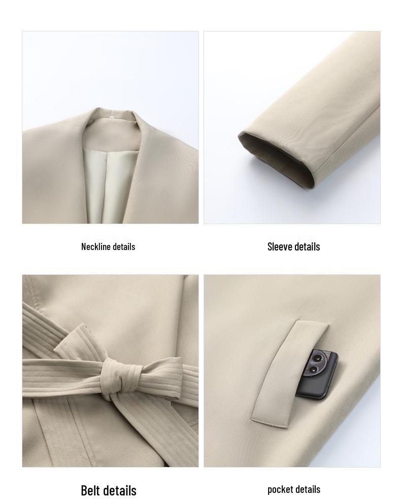 Spring 2025 Slimming French Trench Coat in Plus Sizes - Women's Light Luxury Casual Fashion