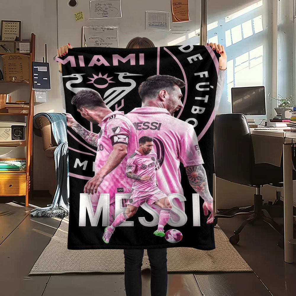 1PC Lionel Messi Patterned Flannel Blanket Suitable For All Seasons for Home Decor Warmth and Comfort Gifts Holiday Present