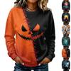 Women's Long Sleeve Halloween Print Neck Sweatshirt, Casual Relaxed Fit Pullover Top
