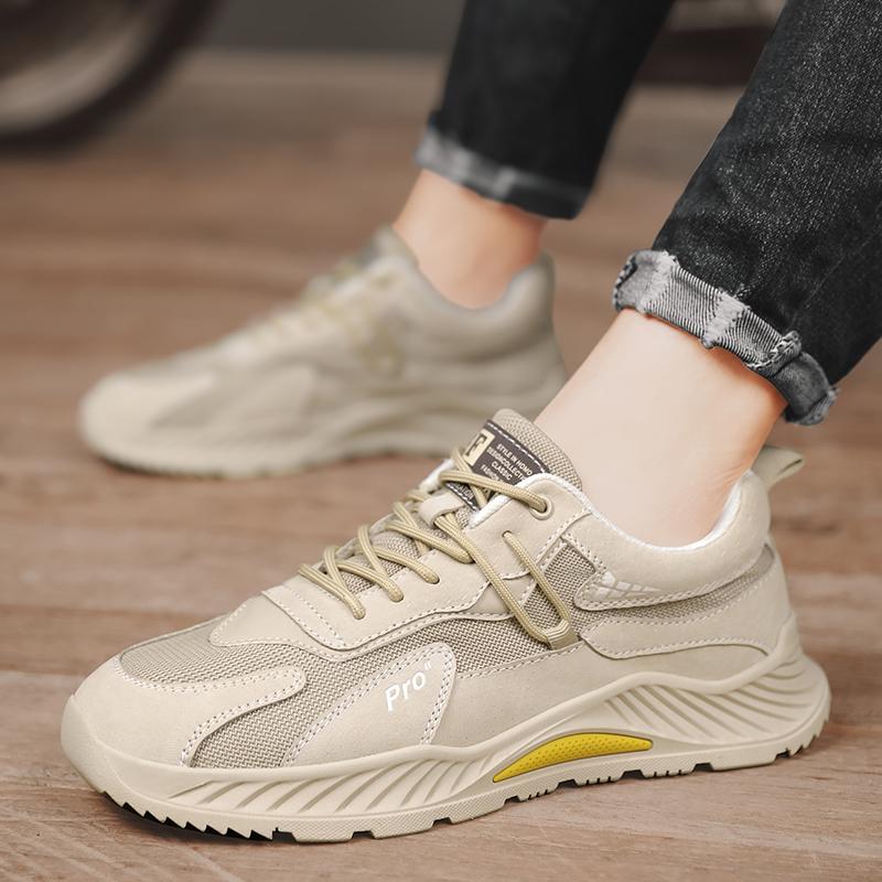 Fashion Genuine Leather Comfortable Breathable Sports Shoes For Men Leisure Mesh Top Layer Outdoor Running Shoes New Ins Trendy Travel