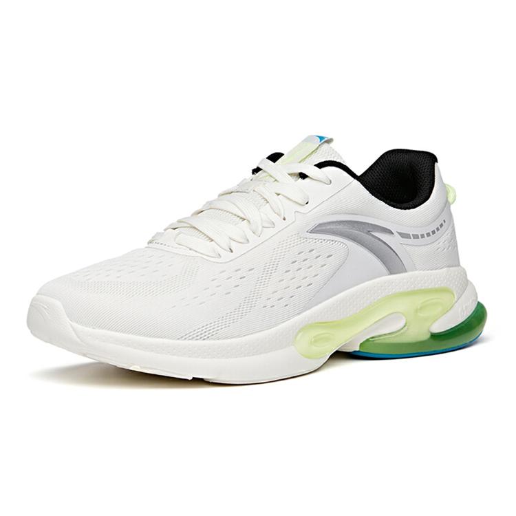 New Anta Cushioned Slip Resistant Abrasion Resistant Breathable Low Top Running Shoes Men's White Gray Green 112125502-4