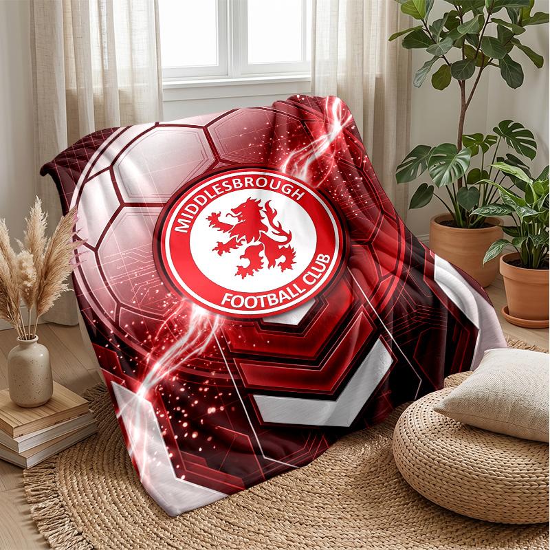 Coperta in Flanella con Stampa del Middlesbrough Football, Coperta Morbida Calda Leggera per Divano Letto Campeggio