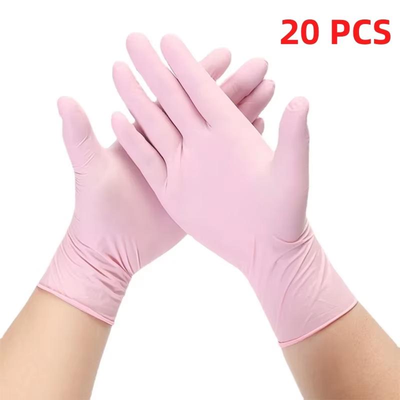 

20/50/100PCS Pink Nitrile Gloves Disposable Powder Free Household Cleaning Gloves for Beauty Salon Tattoo Working Kitchen Gloves XS