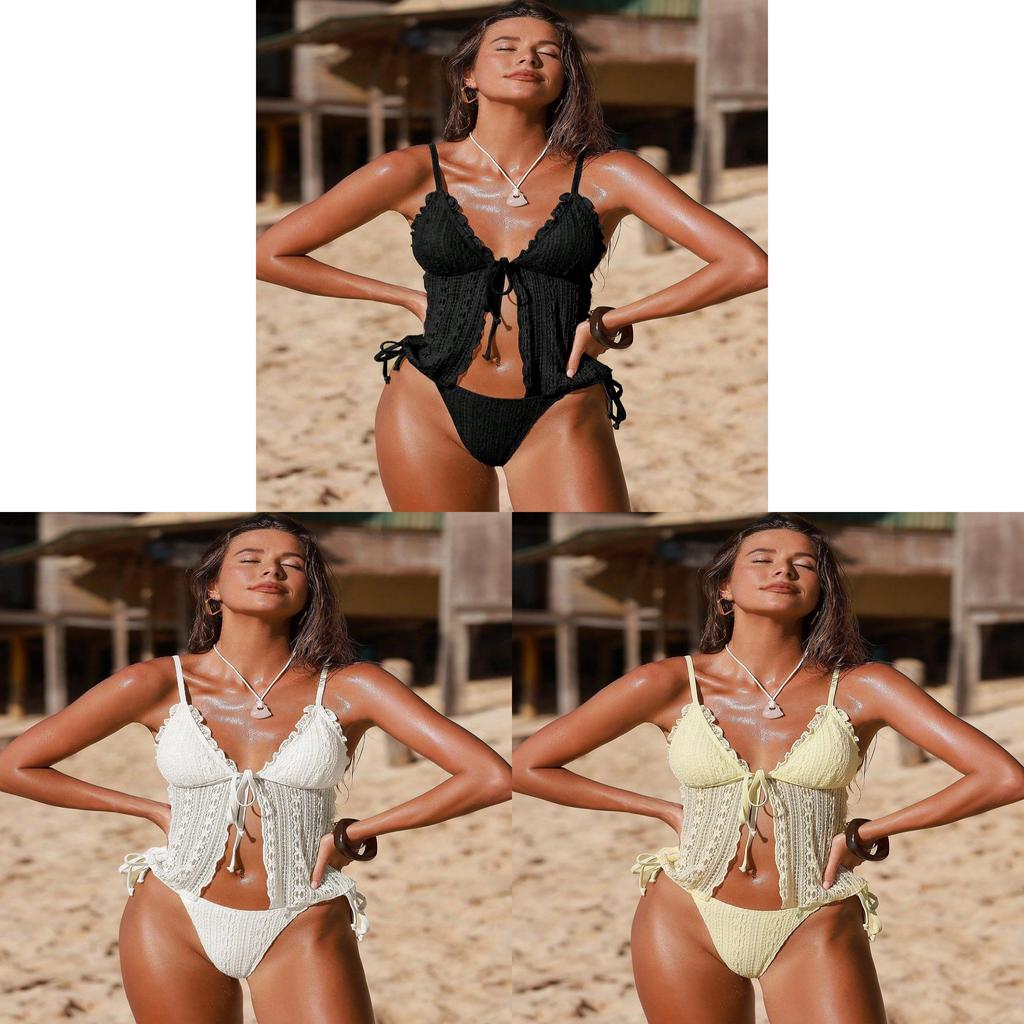 Bikini Swimwear For Women With Lace Double Layer Fabric For Poolside Beachwear