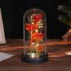 Three glass cover rose ornament creative Christmas Valentine's Day gift immortal flower gold foil night light