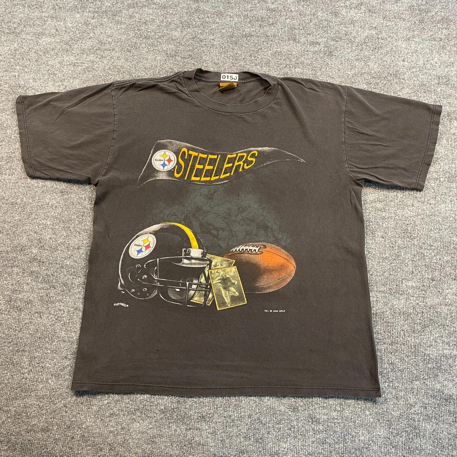 Vintage 1994 Nutmeg Pittsburgh Steelers Shirt Large 23x27 Black USA XL