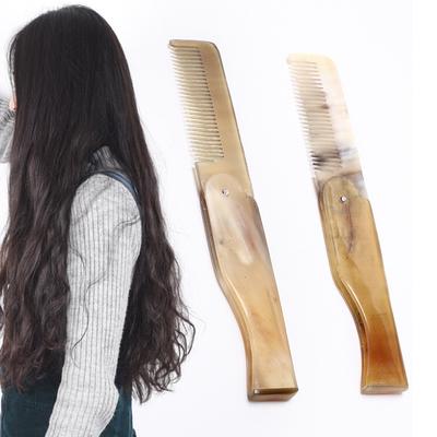 Women Ox Horn Fine Tooth Pocket Folding Comb All Hair Types Beard Mustache