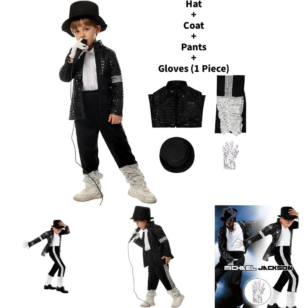 Mj Michael Jackson Cosplay Costume For Kids With Print For Stage Dance Performance