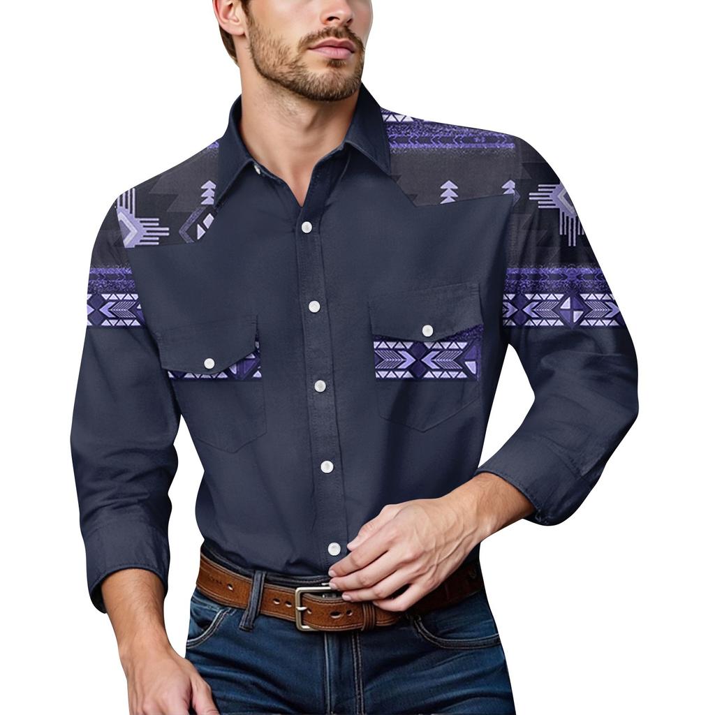 Men'S Fashionable Lapel And Shoulder Length Long Sleeved Casual Top