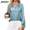 JPNTKY Women's Fashion Casual V-Neck Long Sleeve Blouses & Shirts