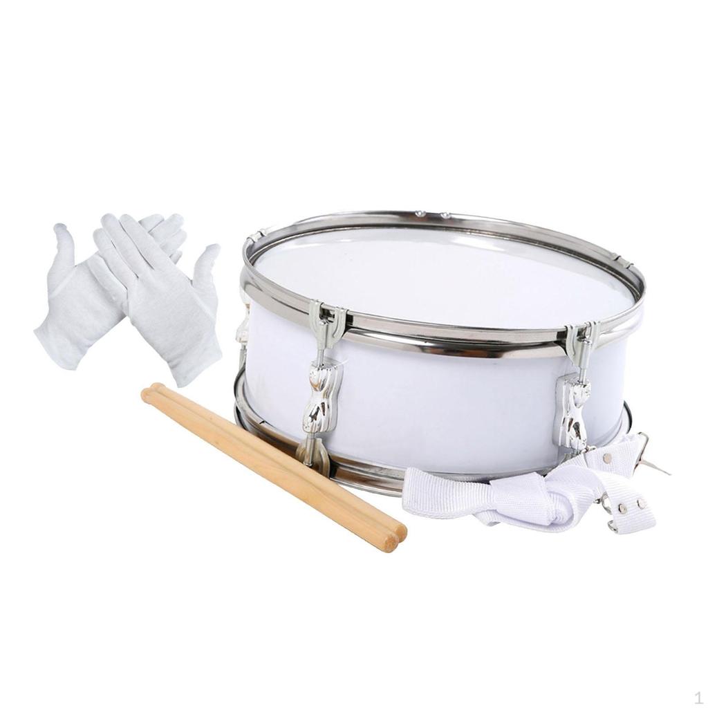 Snare Drum Set with Gloves and Strap,Professional Bright Tone Musical Instrument Drumsticks for