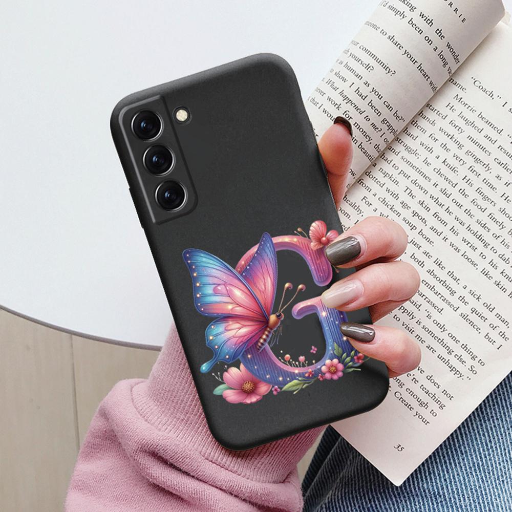 Phone Case Women For Samsung Galaxy S21 FE S22 Plus Girls Bumper Cover Colorful Letter Flower Butterfly Love samsang s22 Ultra
