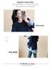 Navy Blue Long Sleeve Maternity Top, Spring/Autumn 2025, Plus Size, Fake Two-Piece Design Sweatshirt