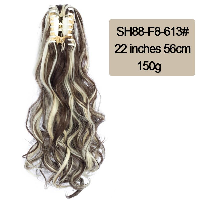 MISSQUEEN Kunstfaser-Wellen-Pferdeschwanz für Damen zum Aufstecken, verlängerter langer Pferdeschwanz, natürliche lockige Haarverlängerung, Schwarzbraun, 22 Zoll