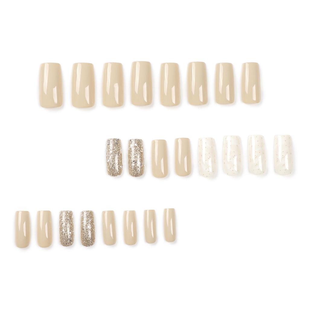 24-teilige abnehmbare French Manicure Nagelsticker: Quadratische Falschnägel & Tips