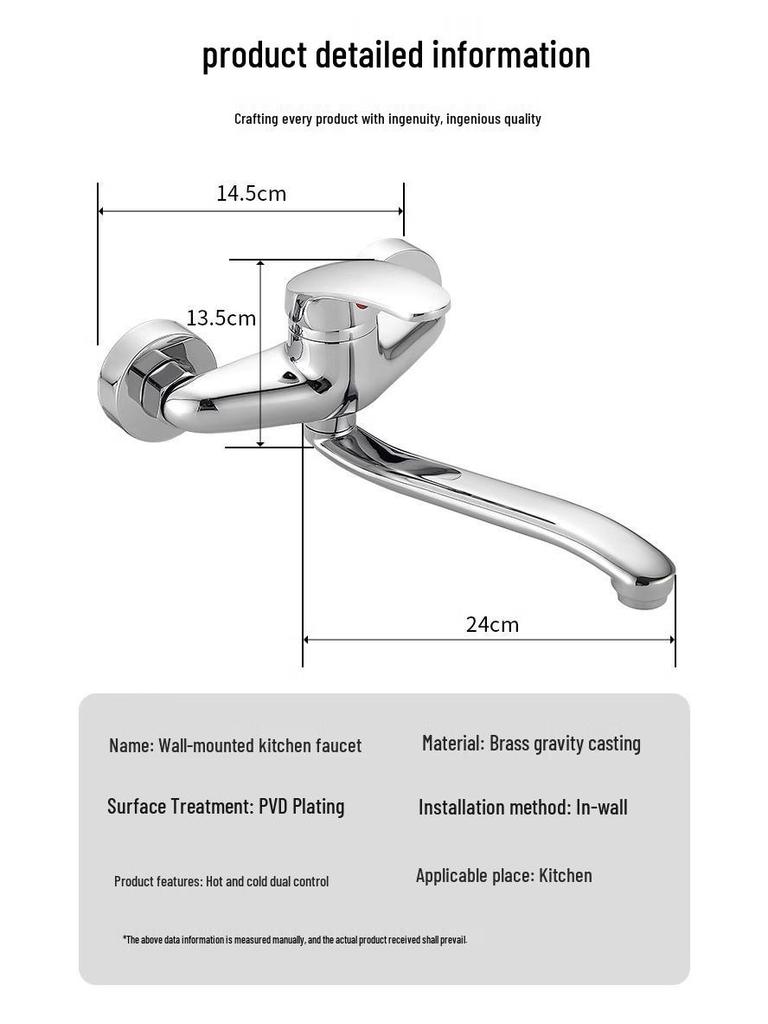 Kupfer Küchen- & Waschbecken Dreharmatur: Wandmontiert, Heiß- & Kaltmischer, Verlängerte Ausladung für Spüle/Waschbecken.