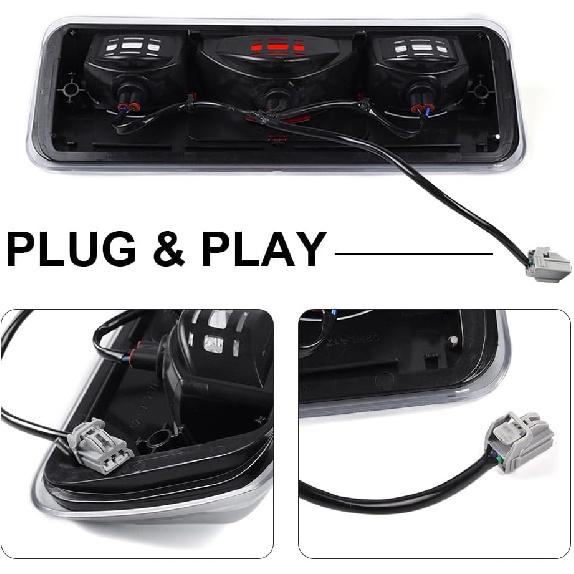 PIT66 3Rd Brake Light Compatible With 2004-2008 Ford F150 High Mount Center Rear Roof Third Cargo Light Parking Light Halogen Clear/Red Lens Tercera