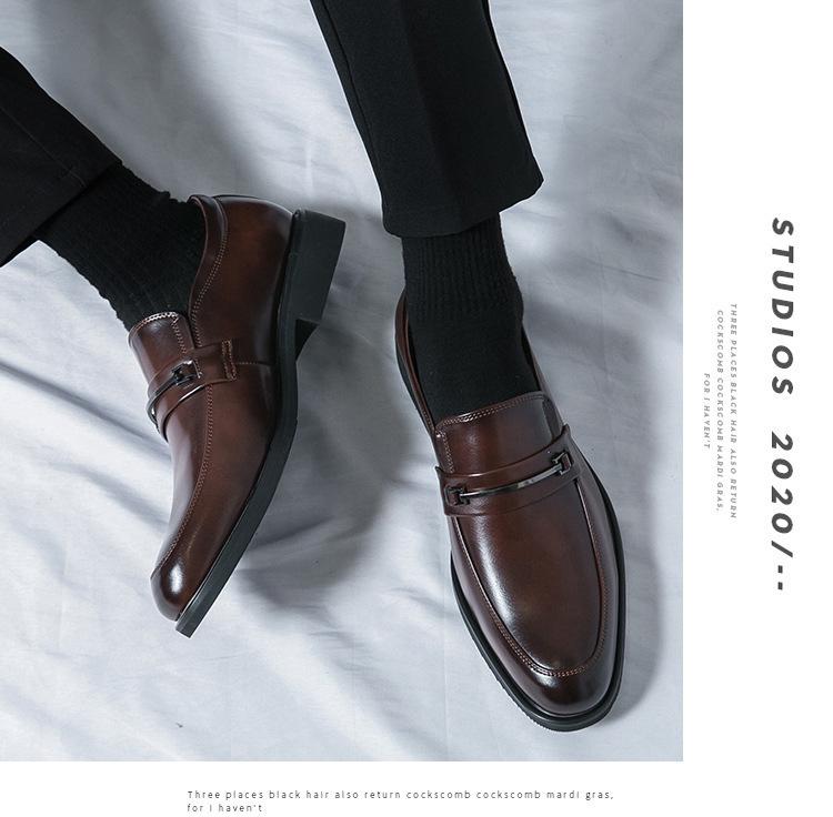 Men's Plus Size Leather Loafers: Versatile British Slip-On Shoes for Business, Formal Wear, Weddings, and Grooms
