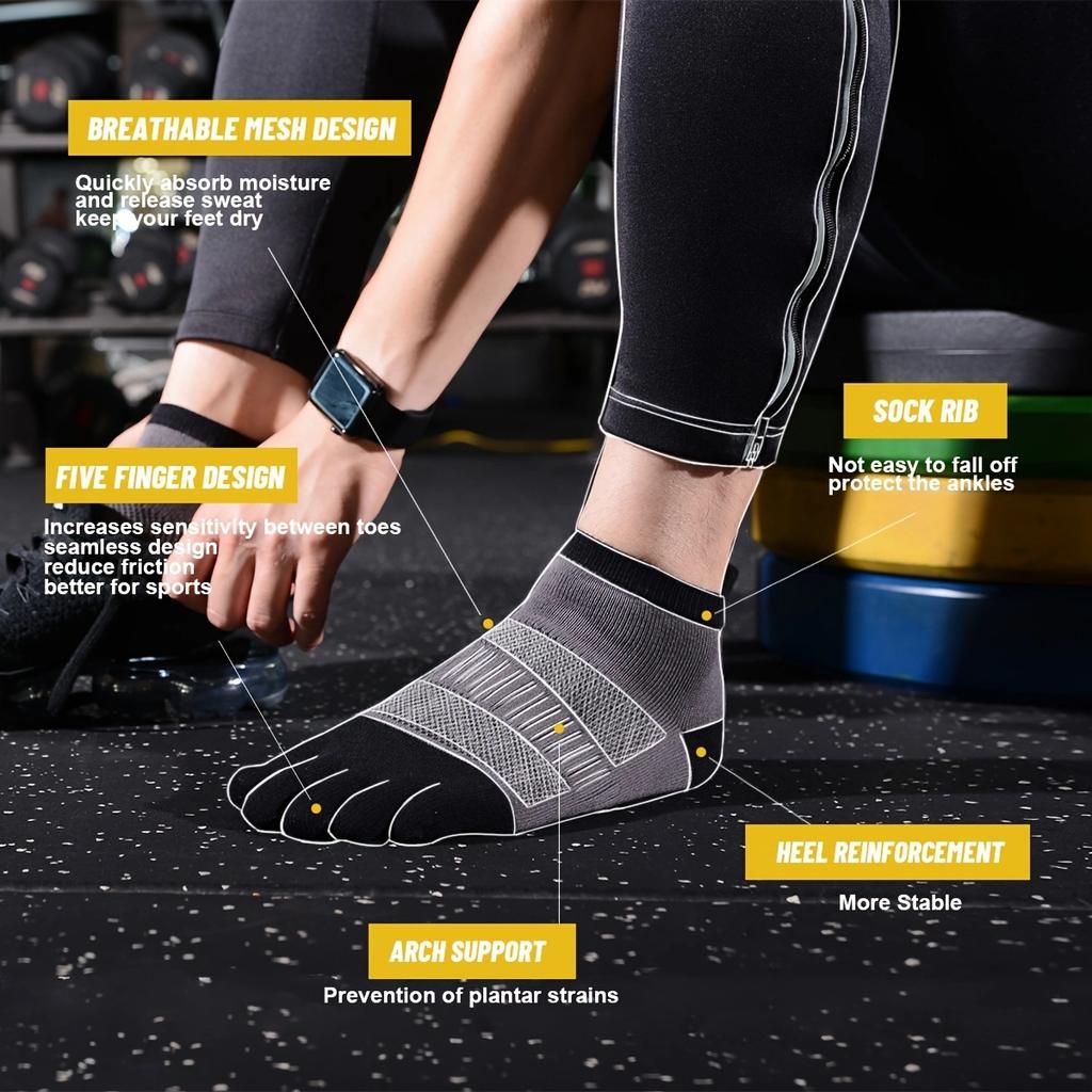1 Pair of Backrest Five Finger Sports Cotton Socks Marathon Cross Country Breathable Anti-Odor and Non-Slip Sports Socks