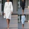 Elegant Knitted Dress With Pleats And Hollow Out Details For Office Wear Summer
