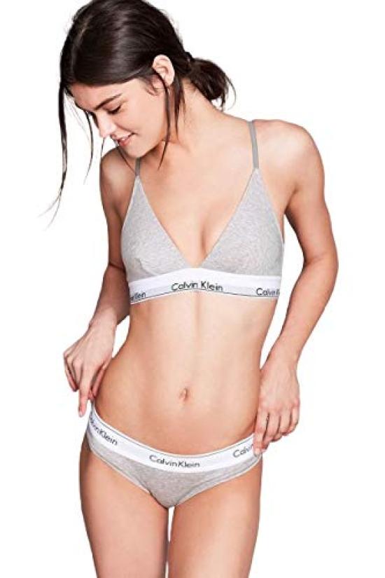 

Calvin Klein Triangle Modern Cotton Bra Panties Set with Size S & Pads, (Gray) [Used] серый