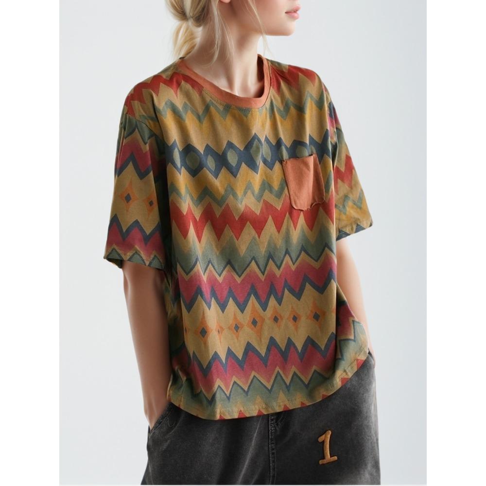 

DIMANAF 2024 футболка больших размеров женские повседневные женские топы свободные хлопковые полосатые летние футболки с короткими рукавами рубашка с круглым вырезом 4XL XL