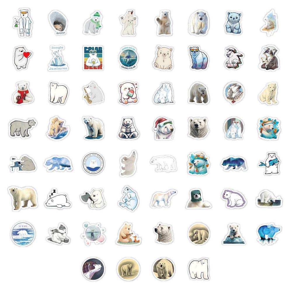 60 Polar Bear & Ocean Animal Stickers for Water Bottles, Refrigerators, Desktops, Diaries & Sealing Bags - Cute Decoration