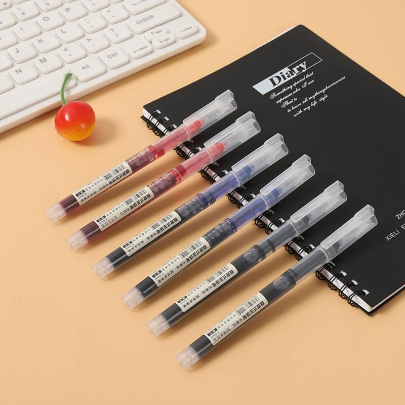 10Pcs/Pack Portable Rollerball Pen 3 Colors Optional Anti-Slip Pen Grip 0.5mm Needle Nib Office School Writing Supplies
