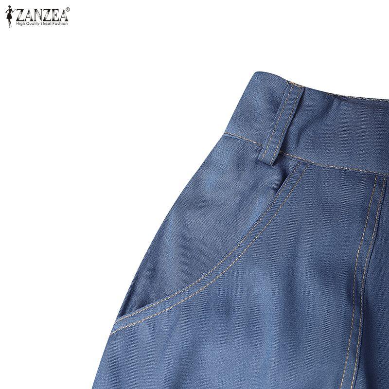 ZANZEA Women Print Patchwork Loose Casual A-line Long Skirts