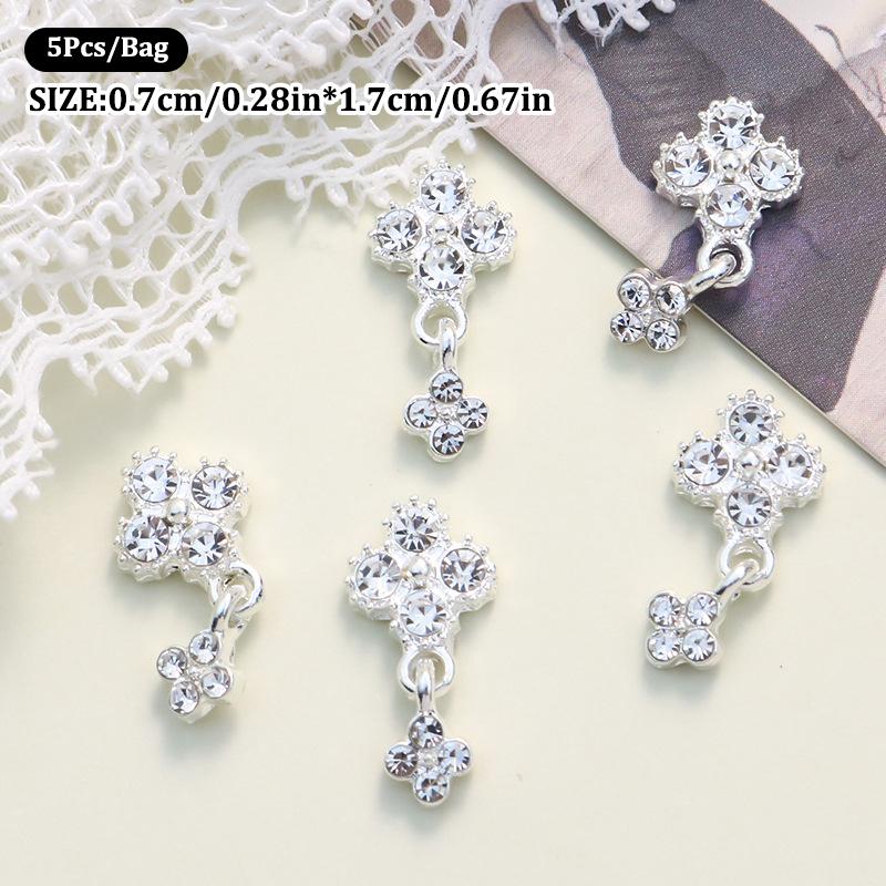 

5 шт./упак., алмазный дизайн ногтей, серебряный жемчуг, кулон, сверла для ногтей, патчи для ногтей, декор для ногтей, аксессуары для дизайна маникюра с бриллиантами as the picture