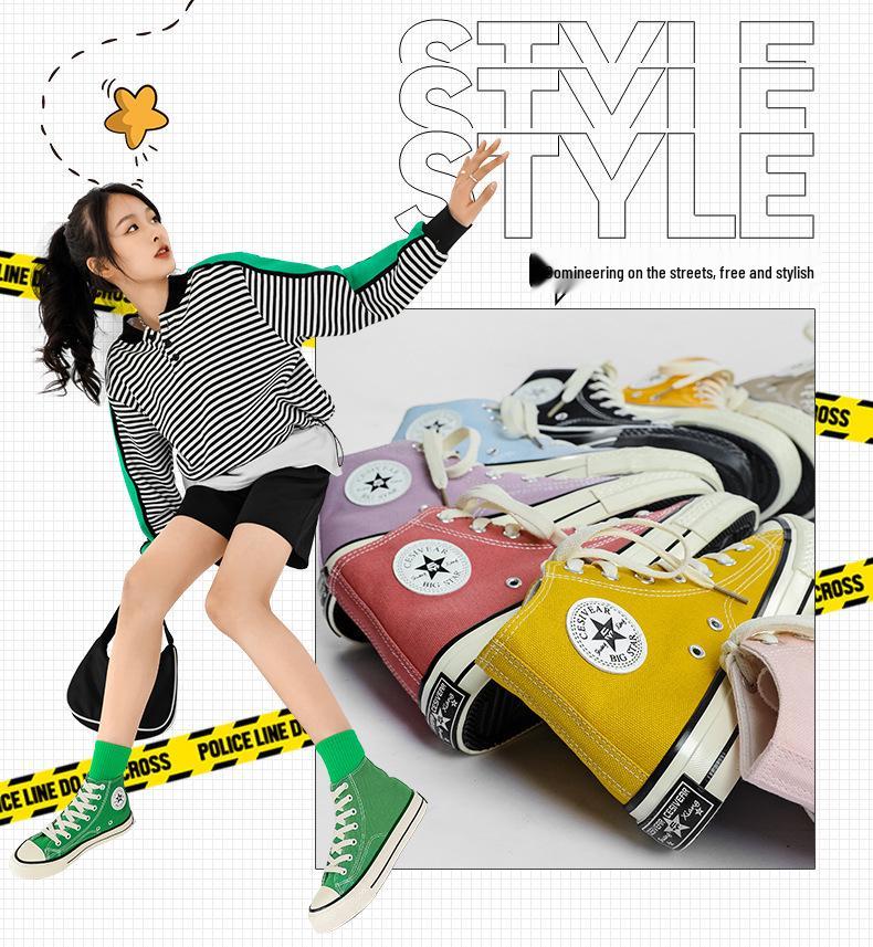 1970s Retro Canvas High-Top Shoes - Unisex, Versatile, Classic for Women and Men Spring 2025