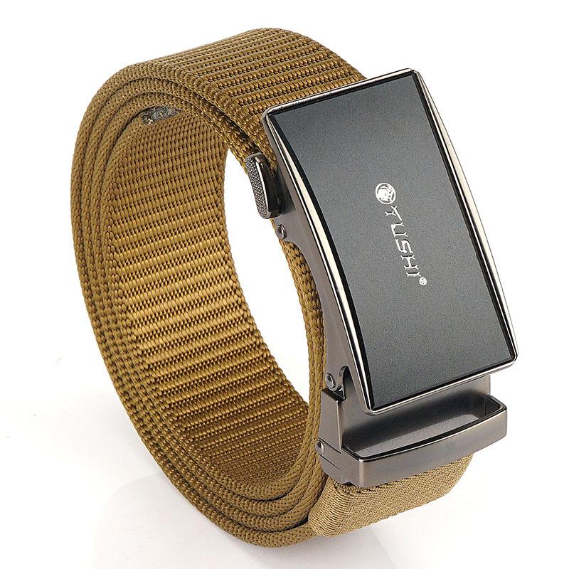 

Новый мужской ремень для поездок на работу с автоматической пряжкой из нейлона, универсальный двухслойный толстый ремень для отдыха на природе 120cm