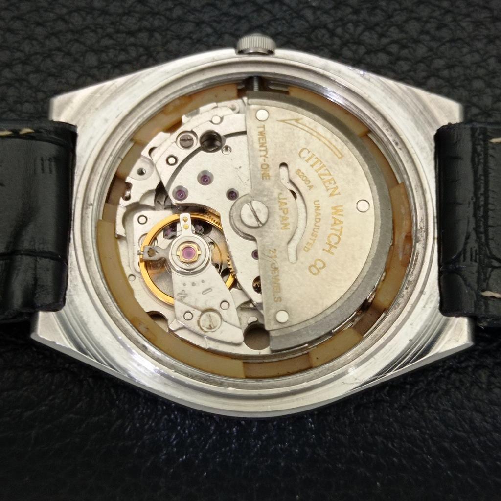 USED VINTAGE CITIZEN AUTOMATIC 8200 JAPAN MENS ARABIC BLUE DIAL WATCH a434804-2 R123-a434804