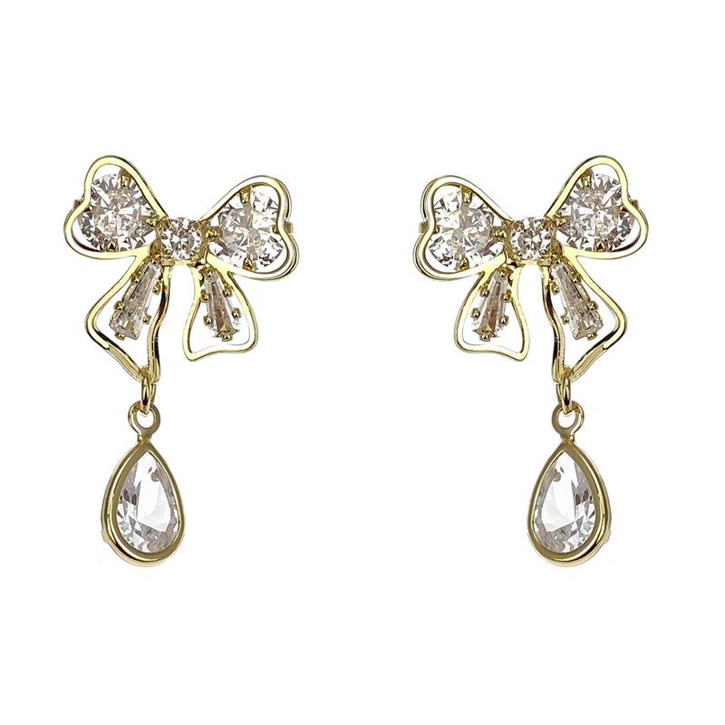 S925 Sterling Silver Bow Stud Earrings for Women CZ Diamond Accent Cute Butterfly Bow Knot Earrings Hypoallergenic Elegant Daily