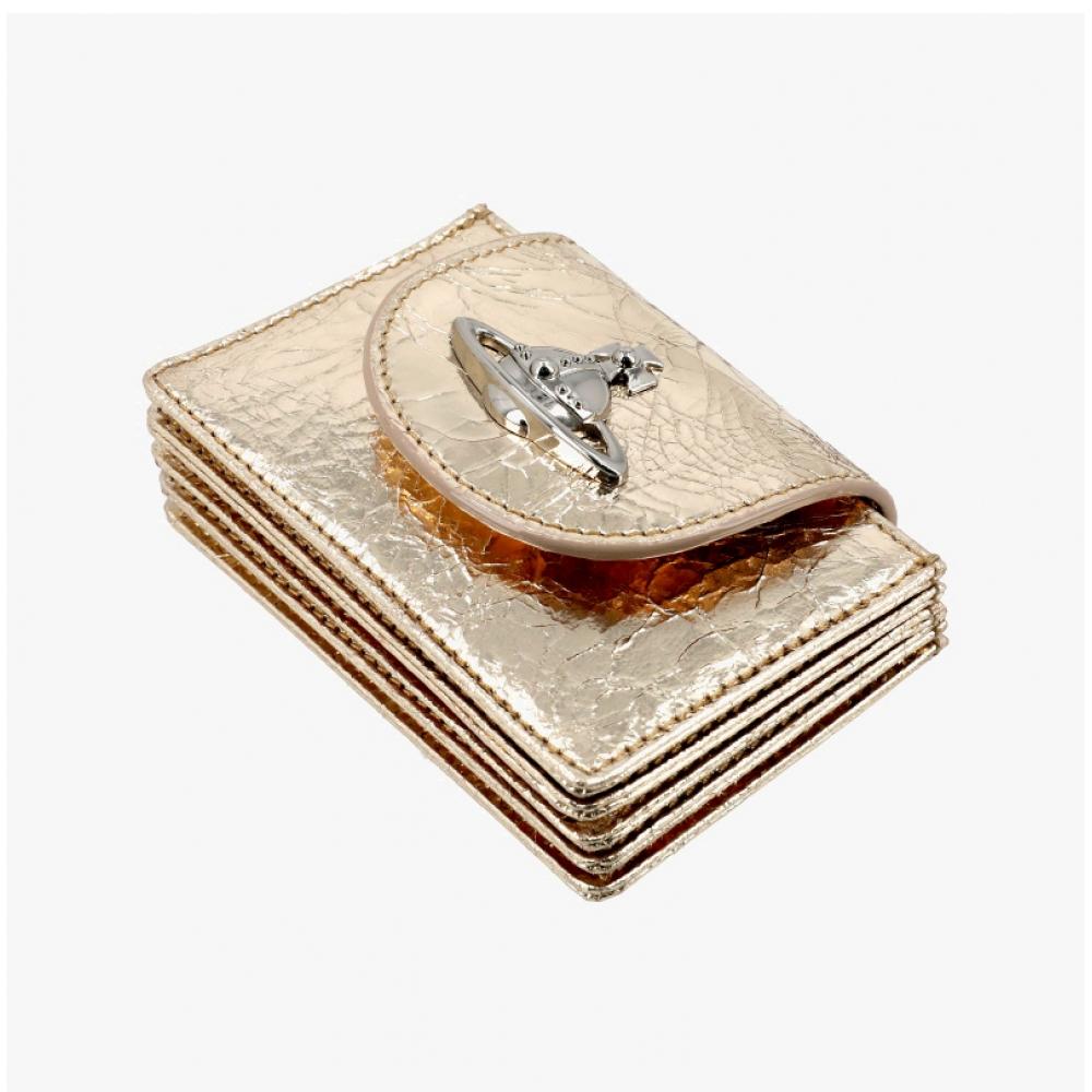 Vivienne Westwood Metallic Crinkle Flap Card Wallet 5402000aw L00a7 R401