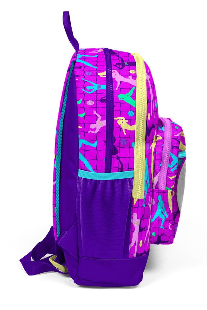 coral high Schulrucksack mit Volleyball-Muster für Kinder, Rosa, Lila, 23761