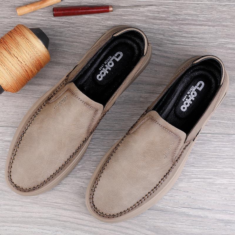 Fashion Brand New Handmade Leather Men Shoes Thick Soled Non-slip Fashion Sneaker Business Flats Casual Loafers Shoes Men Driving Shoes