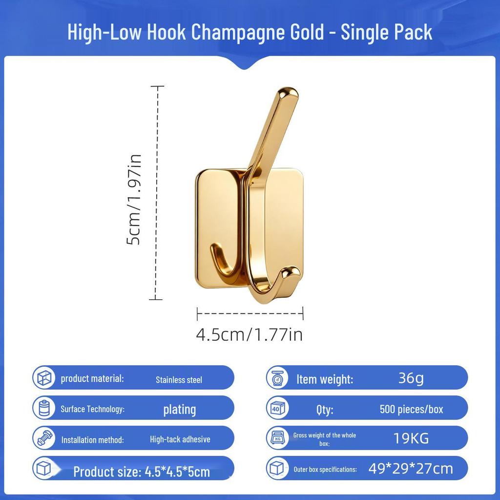 Punch-Free Strong Adhesive 304 Stainless Steel Wall Hook