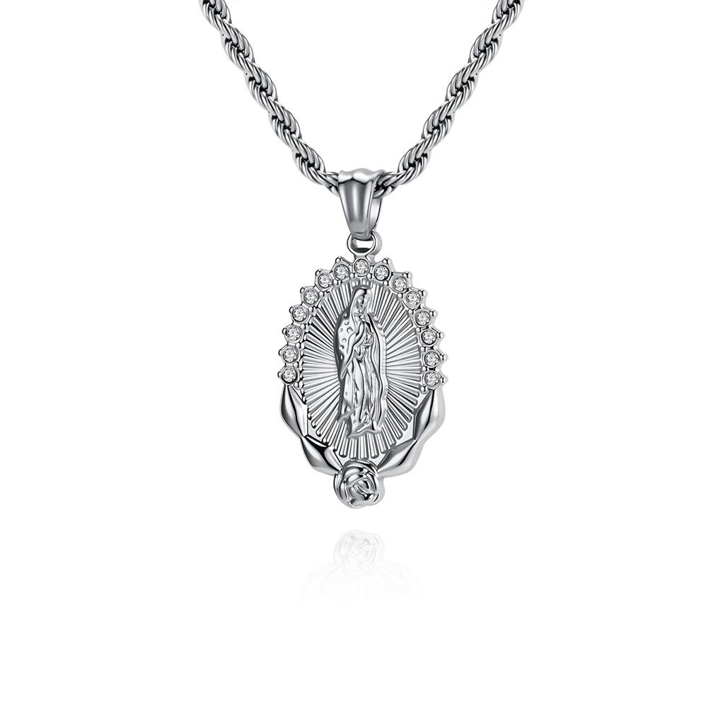 Fashion Trend Portrait Jewelry Titanium Steel Necklace Men and Women Personality Wear Hip Hop Hiphop Pendant 60CM