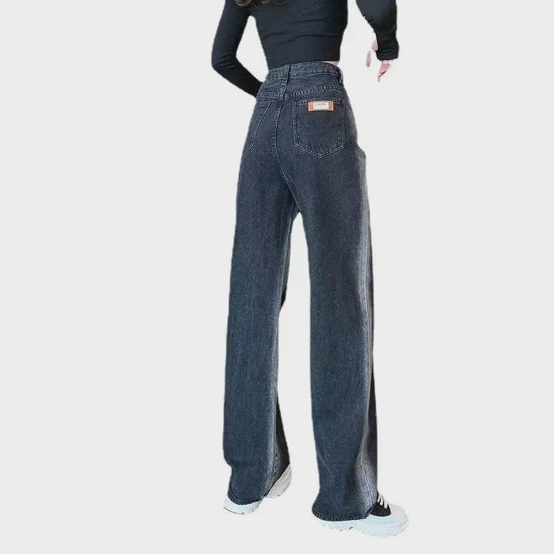 2025 New High-End Korean Style Women's High Waist Loose Straight Leg Jeans