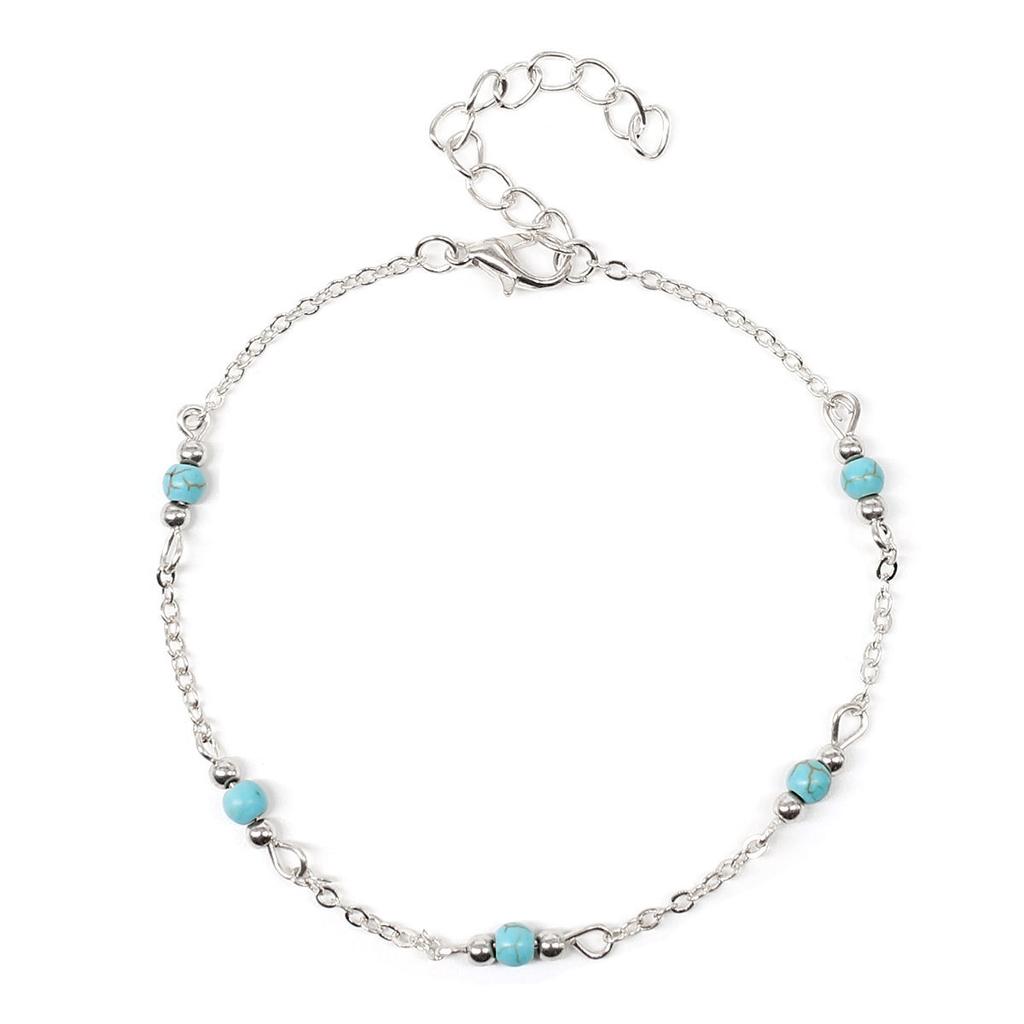 New Anklet, Retro and Simple, Handmade Beaded, Women's Simple Turquoise Anklet.