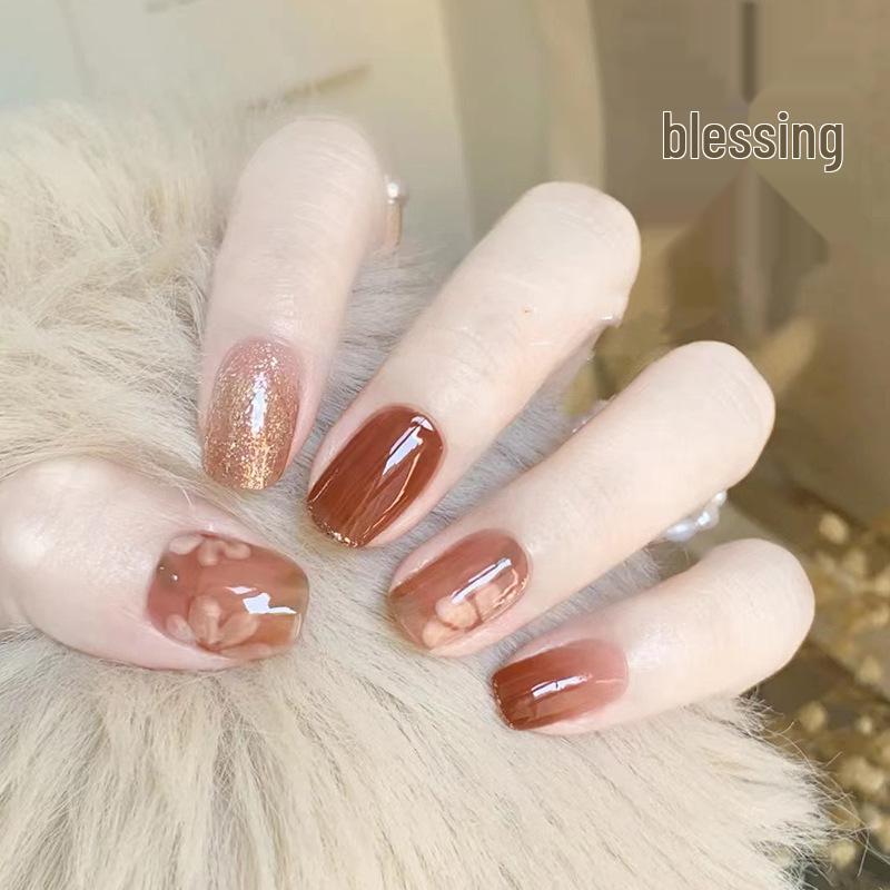 

Патчи для ногтей с глиттером «Лонг-Айленд Айс Ти Грейпфрут» - Свежие и милые накладные ногти от Xiaohongshu