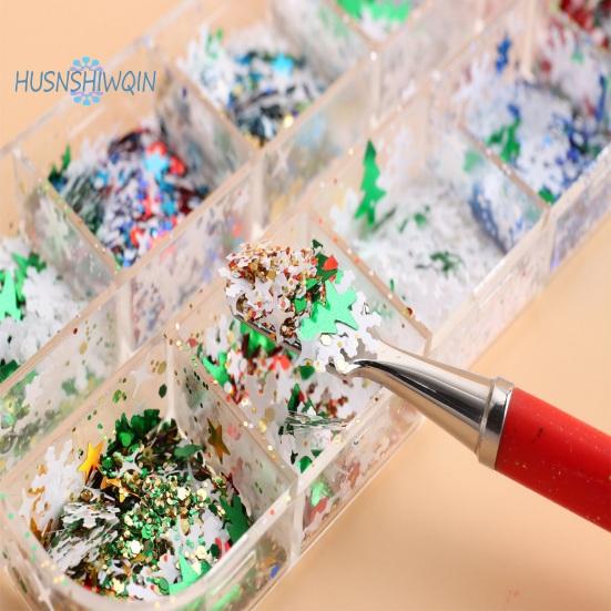 1 Box Christmas Nail Glitter Sequins Snowflake Pentagram Pattern Irregular Shape Festive Manicure Accessories