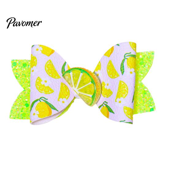 Girls Hair Accessories for Summer Cute Fruit Bow Clip, Artificial Leather Clips, Decorative Pins with Clips Matching Outfits